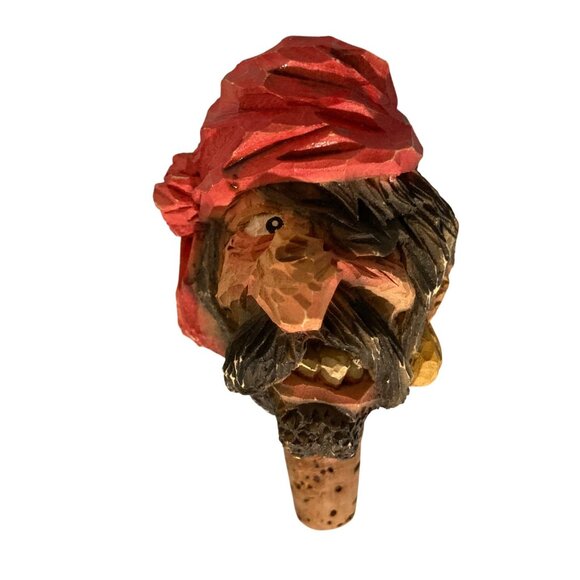 Chris Hammack Shanghai Looie Pirate Carved Wood Bottle Stopper Spit-N'-Whittle - Picture 2 of 7